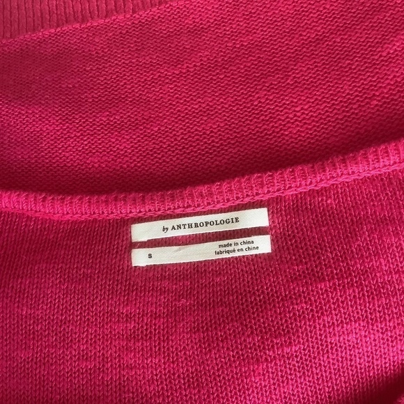 Anthropologie Mayfield Linen Blend Knit Pullover Sweater Hot Pink Fuchsi… - Picture 5 of 16